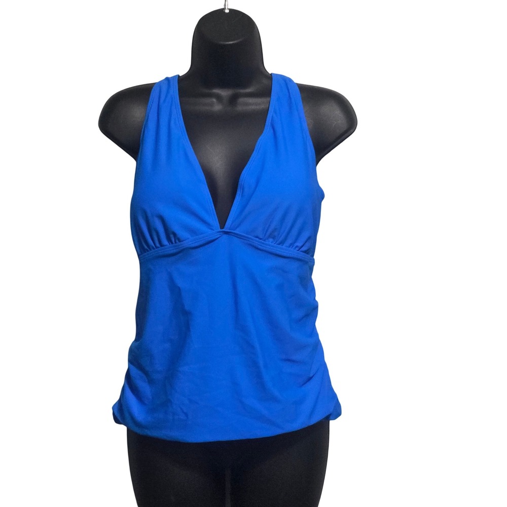 Zaful Women Royal Blue V-Neck Criss-Cross Back Tankini Swim Top Size XL NWT